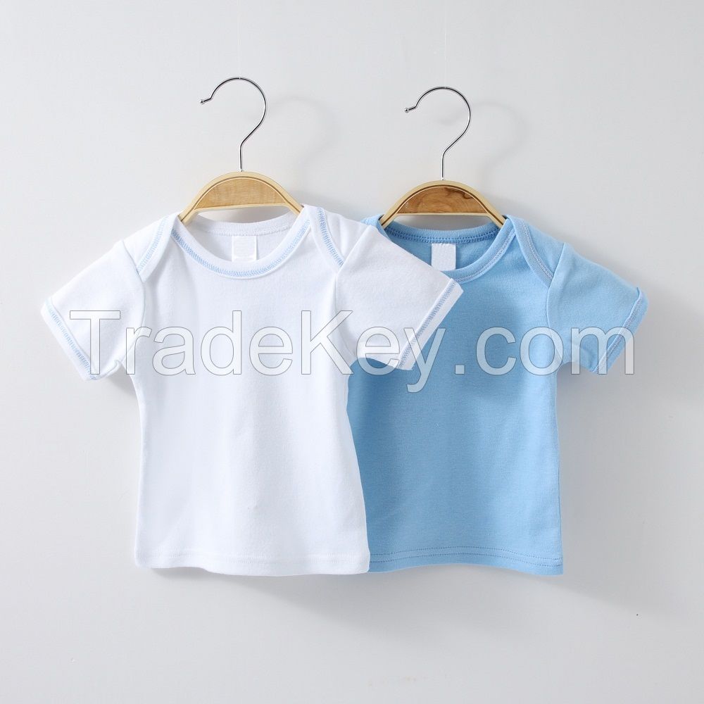 High quality newborn Ultra Soft 100% Cotton summer Jersey T-shirt Short Sleeve Kids Baby Girl Boy Tees 