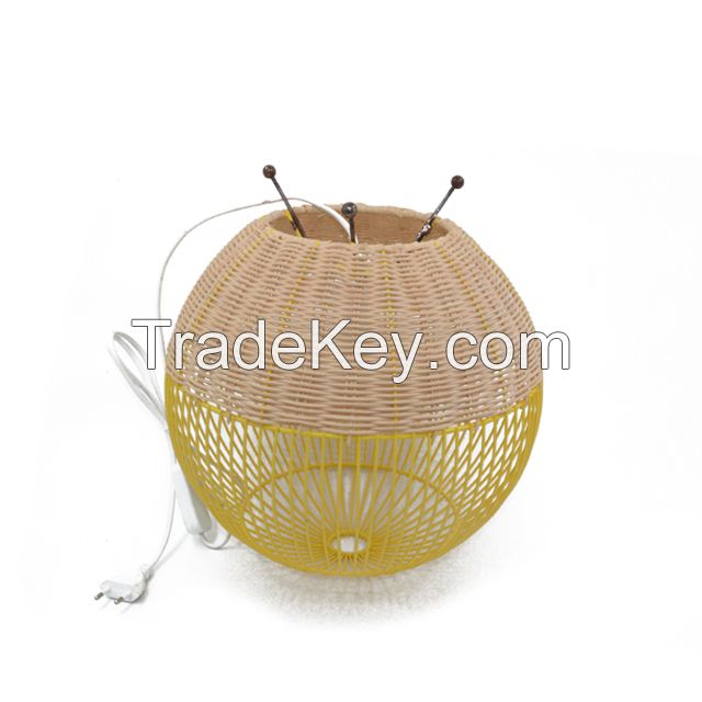 Wholesale handmade yellow natural color Woven Bedroom home hotel decor Modern Ceiling Lampshade Rattan Lamp Shade