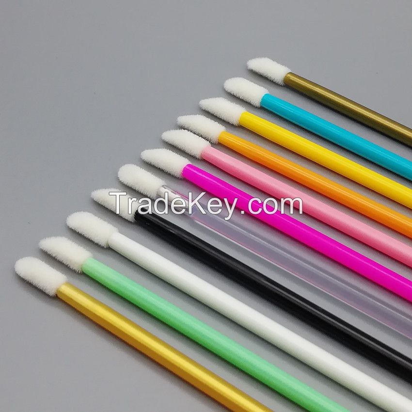 Manufacturers wholesale flocking disposable lip brush lip gloss brush beauty makeup wand