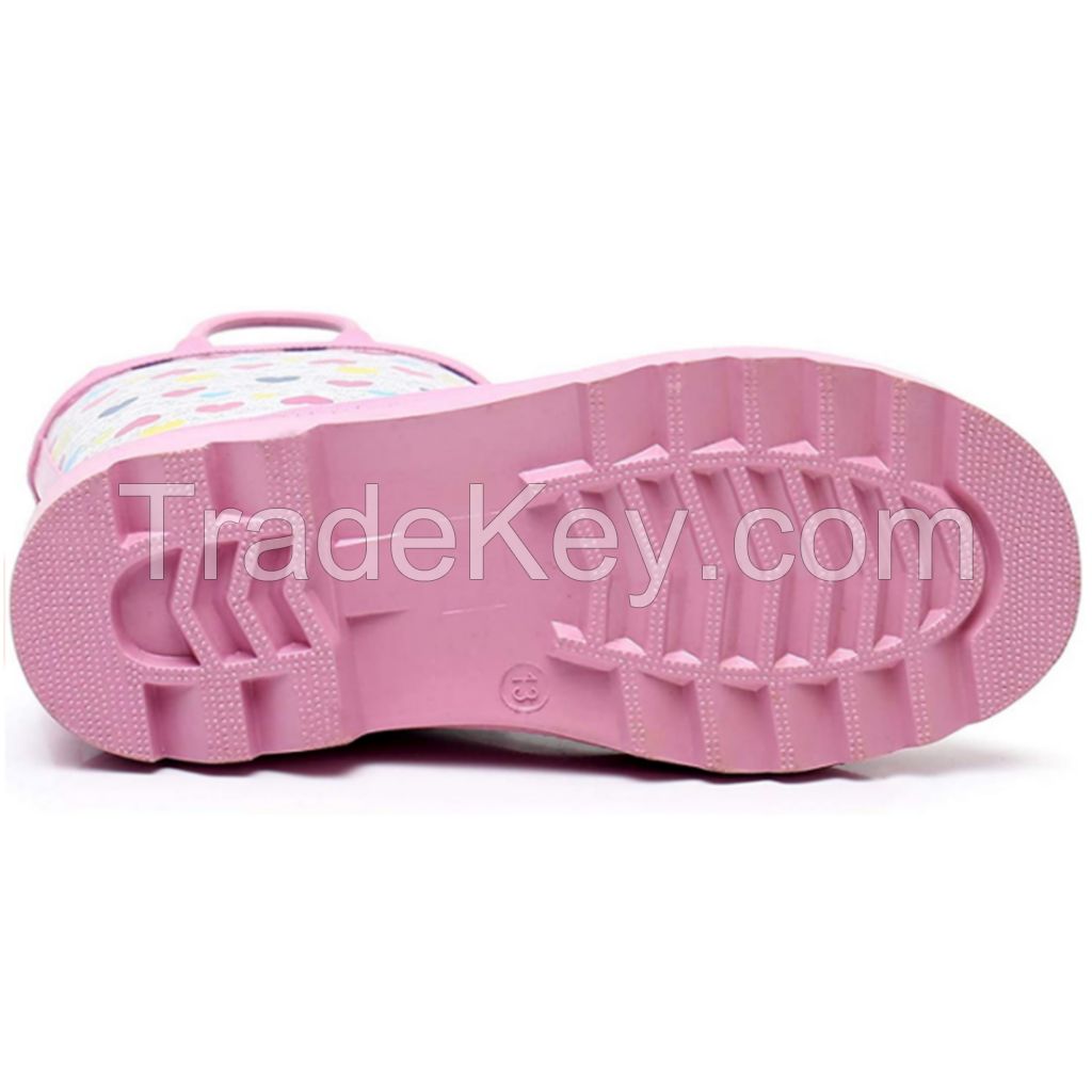 Waterproof printed comfortable rubber sole for kids rain boots