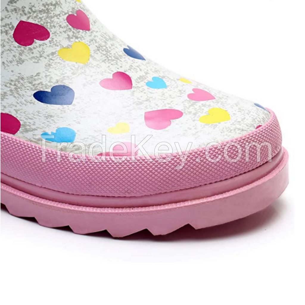 Waterproof printed comfortable rubber sole for kids rain boots