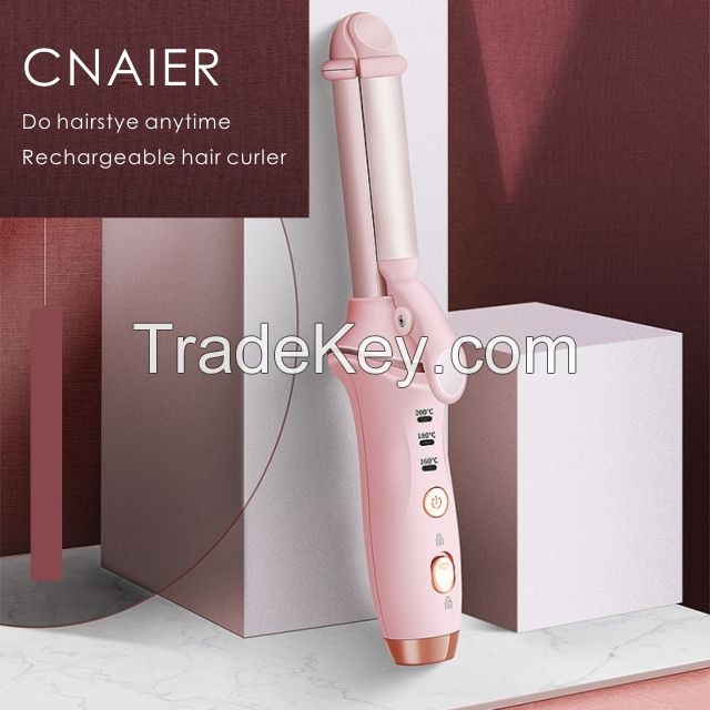 2021 Fashion design wireless hair straigntener hair curler iron 2 in 1 for hair styling