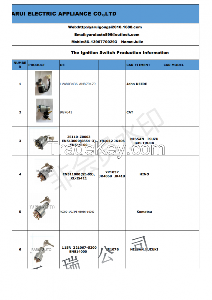 IGNITION SWITCH FOR TRUCK JOHN DIGNITION SWITCH FOR  TRUCK BALONG EERE