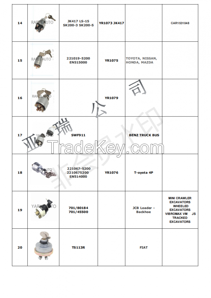 IGNITION SWITCH FOR AUMAN  ISUZU