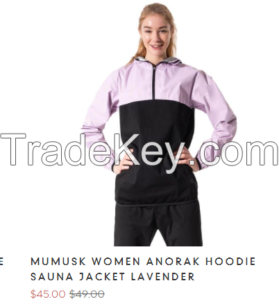 MUMUSK WOMEN ANORAK HOODIE SAUNA JACKET LAVENDER