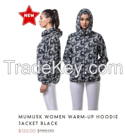 MUMUSK WOMEN WARM-UP HOODIE JACKET BLACK