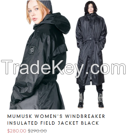 MUMUSK WOMEN'S WINDBREAKER INSULATED FIELD JACKET BLACK