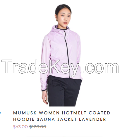 MUMUSK WOMEN HOTMELT COATED HOODIE SAUNA JACKET LAVENDER