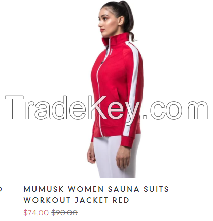 MUMUSK WOMEN SAUNA SUITS WORKOUT JACKET RED