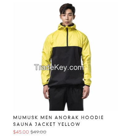 MUMUSK MEN ANORAK HOODIE SAUNA JACKET YELLOW