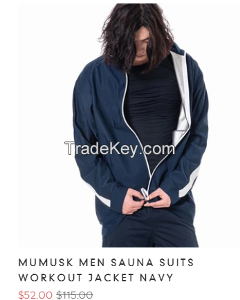 MUMUSK MEN SAUINA SUITS WORKOUT JACKET NAVY