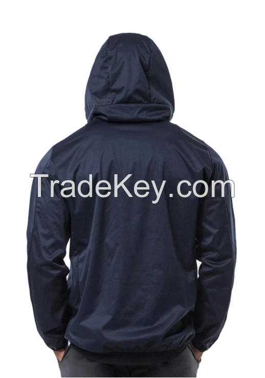 MUMUSK MEN HOTMELT COATED HOODIE SAUNA JACKET NAVY