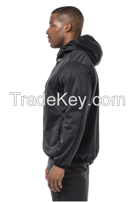 MUMUSK MEN HOTMELT COATED HOODIE SAUNA JACKET BLACK