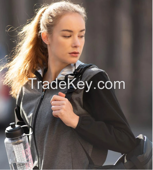 MUMUSK WOMEN FULL ZIP HOODIE SAUNA JACKET GRAY