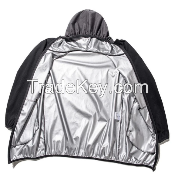 MUMUSK WOMEN FULL ZIP HOODIE SAUNA JACKET GRAY
