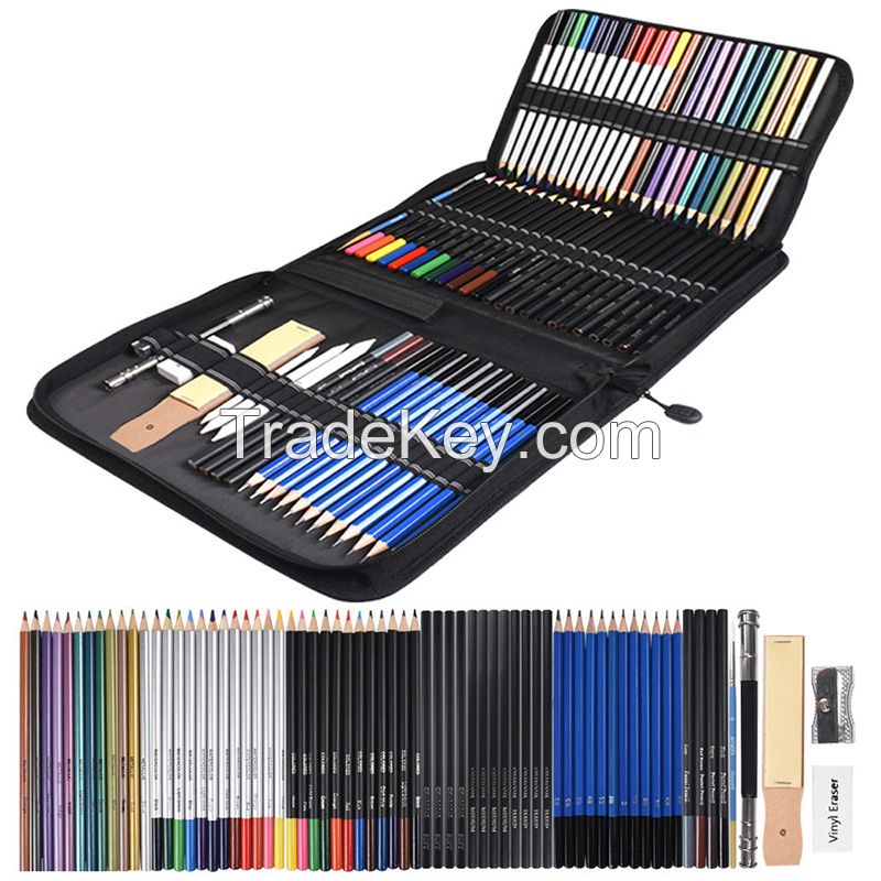 Professional Artist Assorted 72pieces Kit Sketch  Painting Color , Colored Pencils Art Set Drawing Pencil Water-soluble Metal Color Lead Supplies