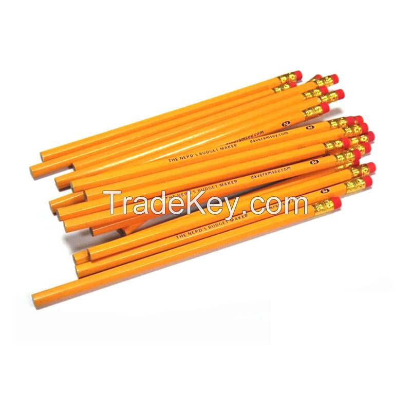 wholesale yellow colored pencils,7 inches  custom logo wooden standard 2B/HB pencil set for School, Office, Drawing and Sketching 