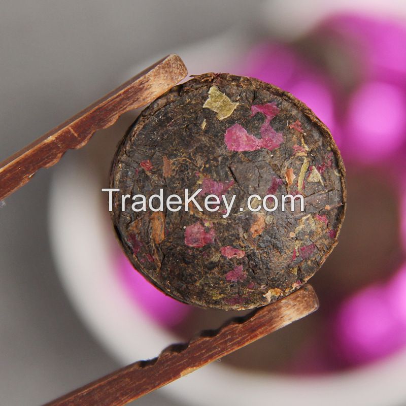 Wholesale Bulk Loose Yunnan Shu Puer Mixed with Rose Flower Tea Weight Loose Mini Tuo Cha