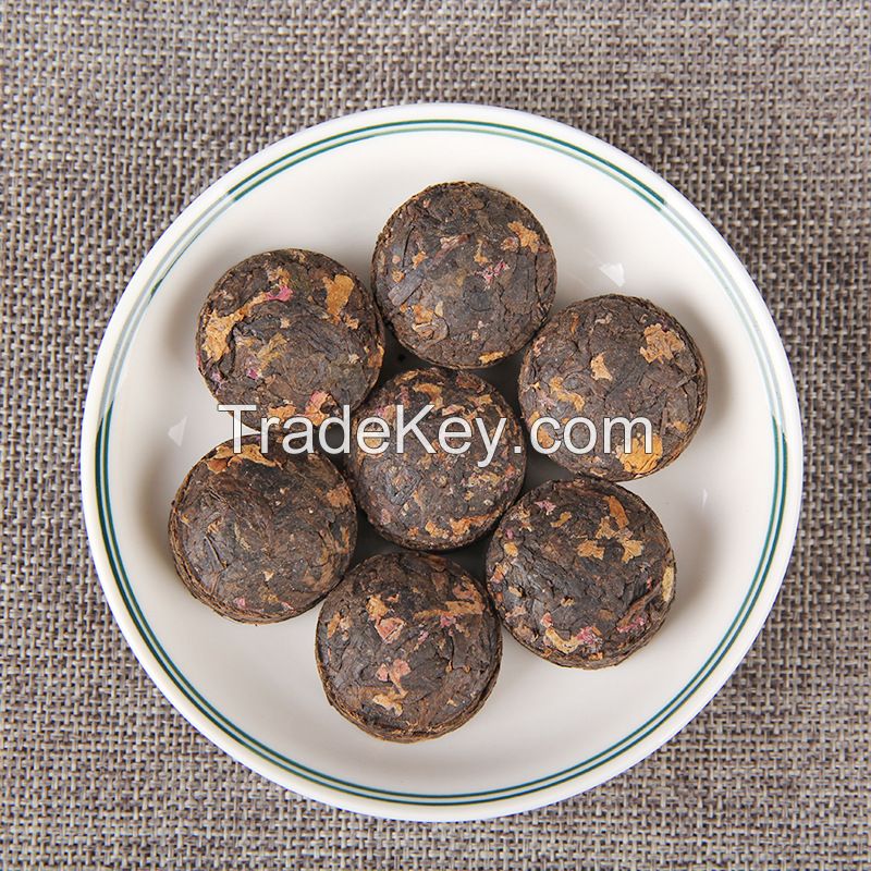 Factory Price Supply 5g Yunnan Mini Shu Puerh Ripe Puer Mixied with Peony Flower Skin Care Tuo Cha