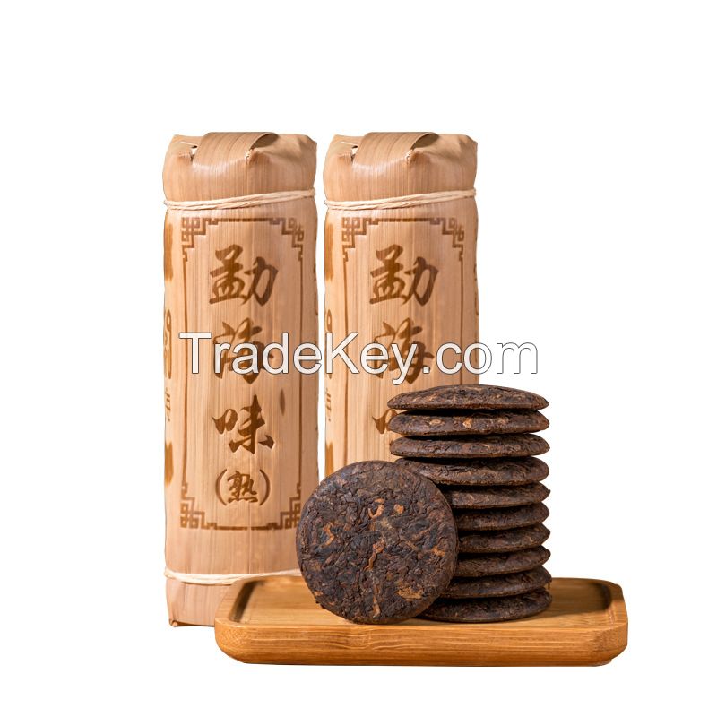 Factory Supply Slimming Yunnan Big Mountain 5g*24pics Mini Ripe Puerh Tea Cake Ripe Puer Tea in Bamboo Package