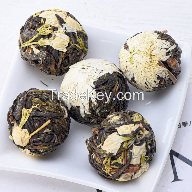 Wholesale Health Care 8g Yunnan Raw Puer Blended with Feverfew Blossom Flower Herbal Tea in Ball