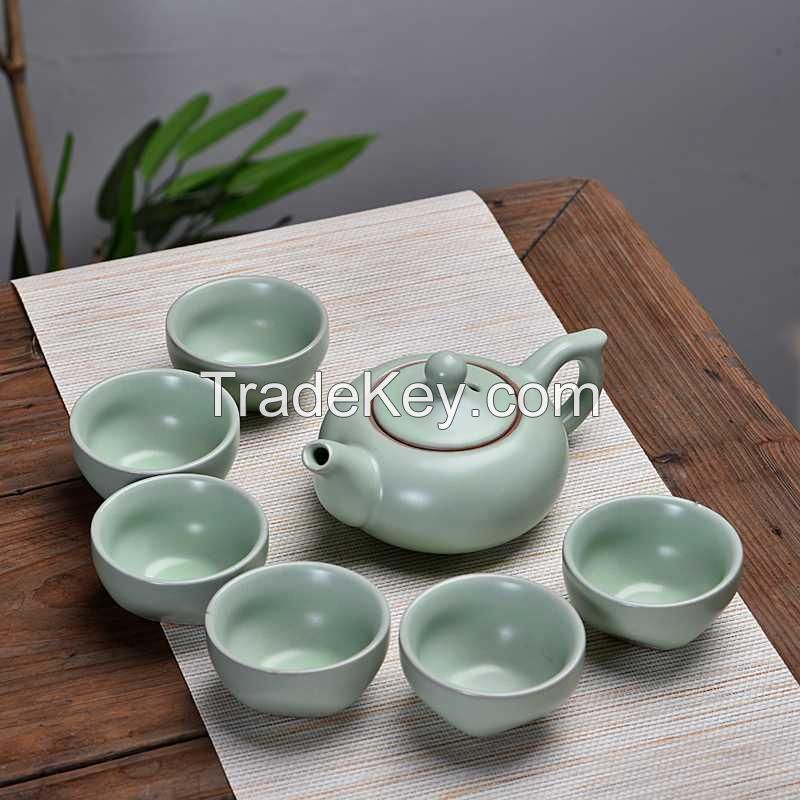 Wholesale China Ru Yao Porcelain Gong Fu Tea 7 Piece Tea Set 