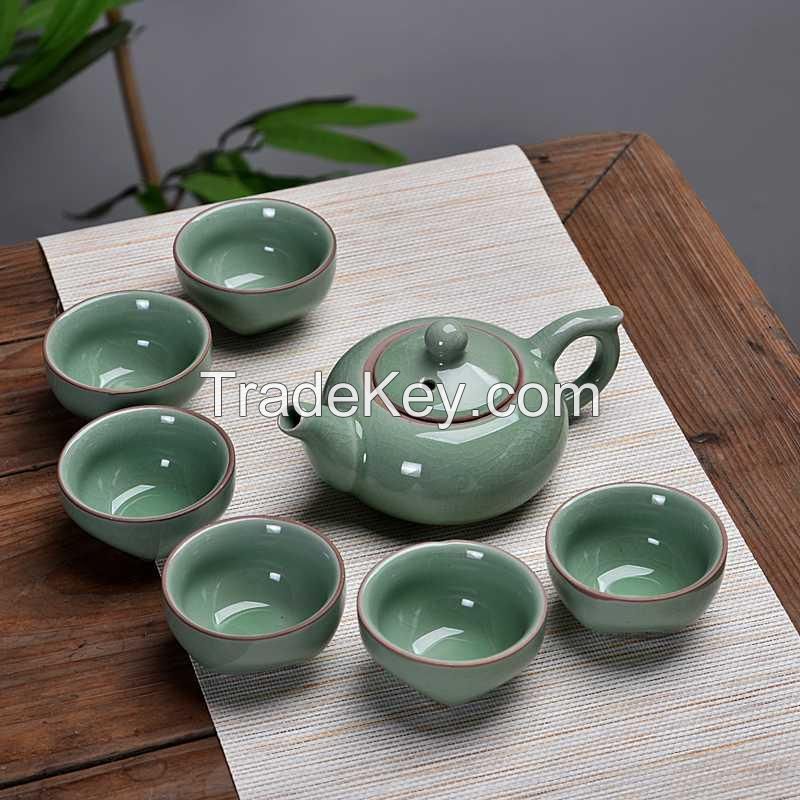 Wholesale China Ru Yao Porcelain Gong Fu Tea 7 Piece Tea Set 