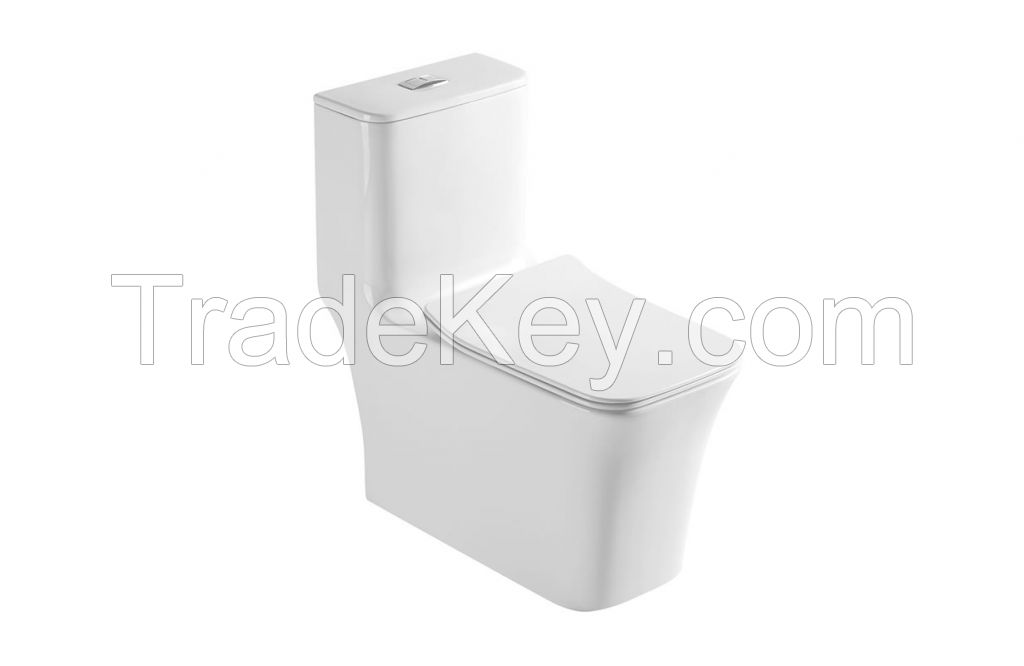 Sanitary wares white one piece washdown wc ceramic toilet with rimless