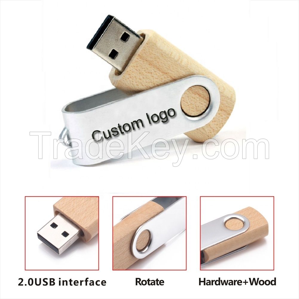 USB3.0 wooden rotating clamp Pendrive flash drive