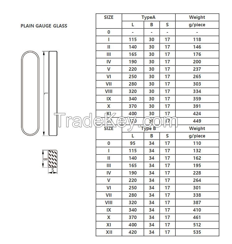 DIN7081 Borosilicate Gauge Glass Tansparent Type A1-A9