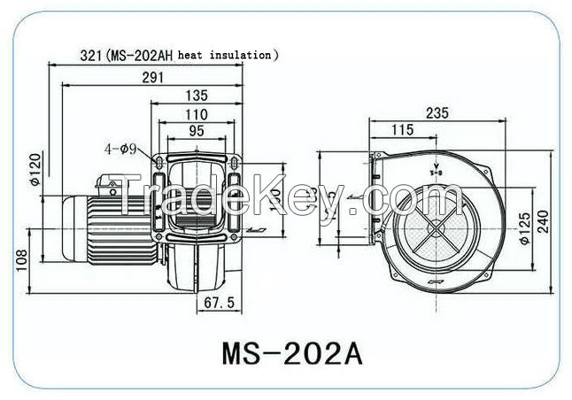 Three Phase Aluminium Low Pressure Exhaust Blower Low Noise Dissipate Heat Fan