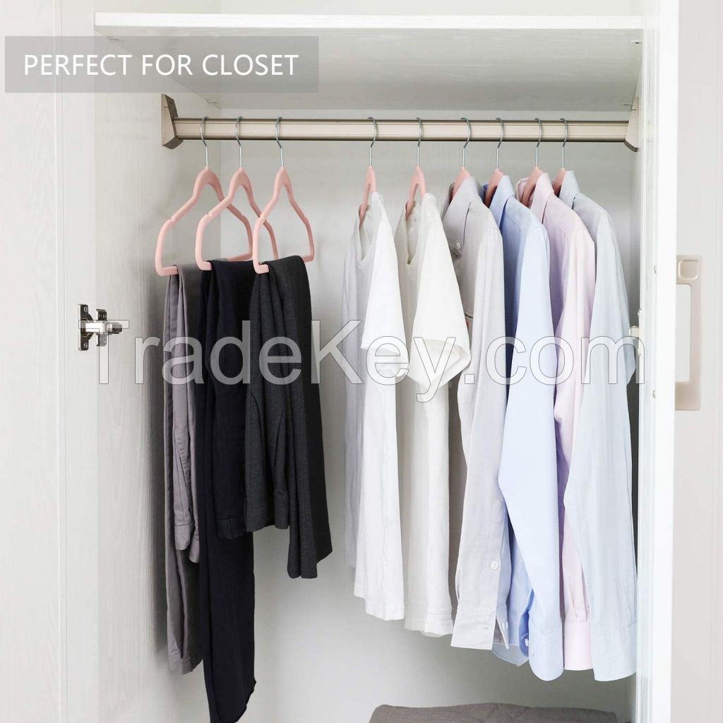 Durable good quality cheap factory made sturdy velvet hanger shirt hanger flocked clothes hanger