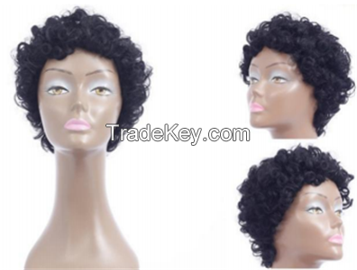 short curly 100%human hair wig with bangs