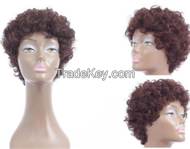 short curly 100%human hair wig with bangs