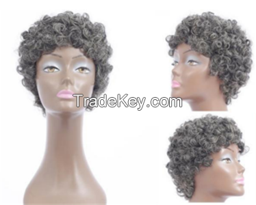 short curly 100%human hair wig with bangs