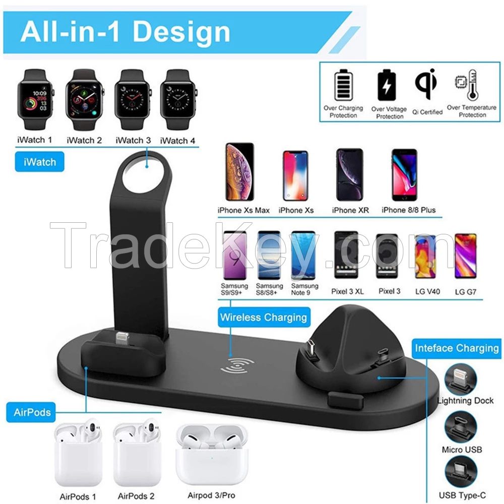 smart portable Qi phone holder watch fast wireless charging station pad dock wireless charger stand