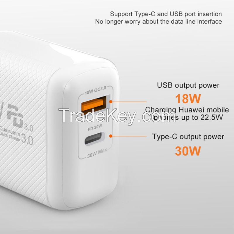 Smart 30W Plug PD Phone Charger Fast Charging Power Adapter