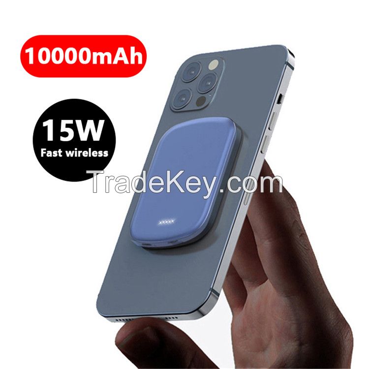 10000mAh Magnetic Wireless 15W Fast charging powerbank For Magsafe Power Bank Charger For iphone 12 Magnet Mobile Phone Battery