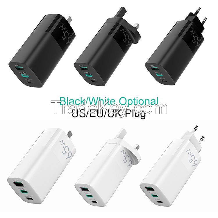 mobile phone charger oem 65w mutifunction universal usb type c adapter tablet chargers with 3 ports laptop adapter