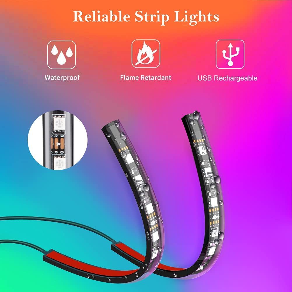  Car Led Lights Interior 4 Pcs 48 Led Strip Light For Car With USB Port APP Control For iPhone Android Smart Phone Infinite DIY Colors Music Microphone Control