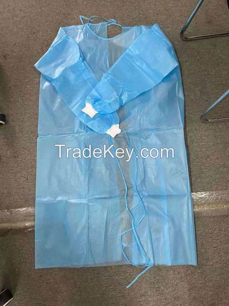 hot sale non woven disposable isolation gown SMS, PP, PP+PE elastic cuff