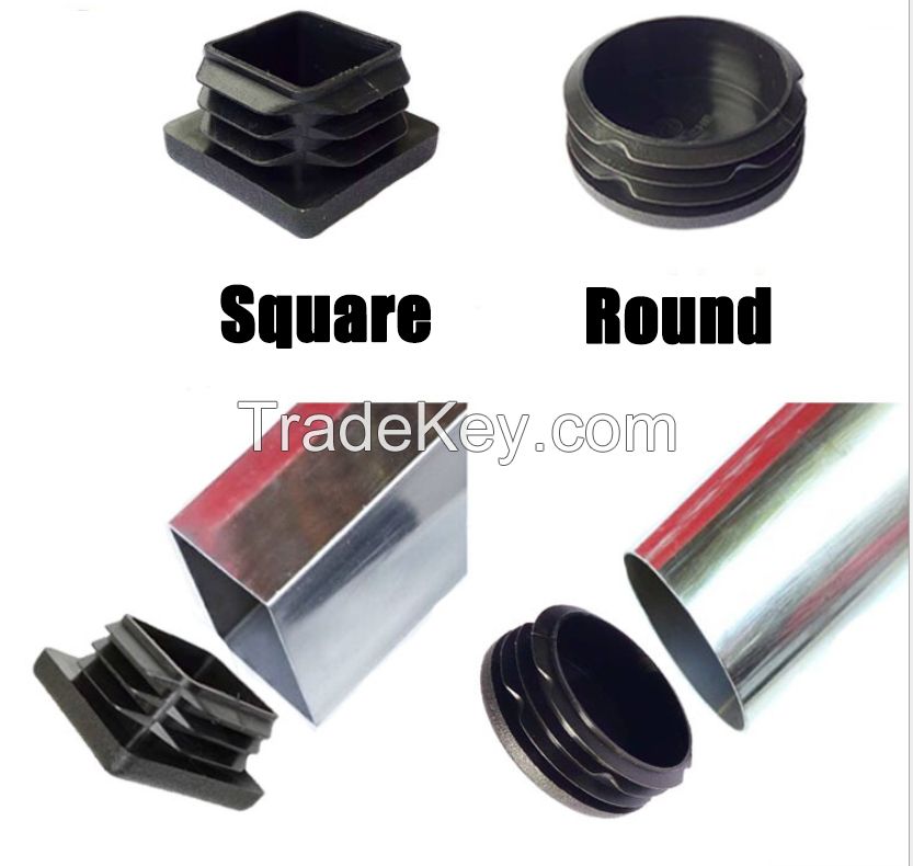 Black Rectangle Square Round Tubing Insert PE Plastic Ribbed Insert Universal Inside End cap for Tubing sign-posts and fences