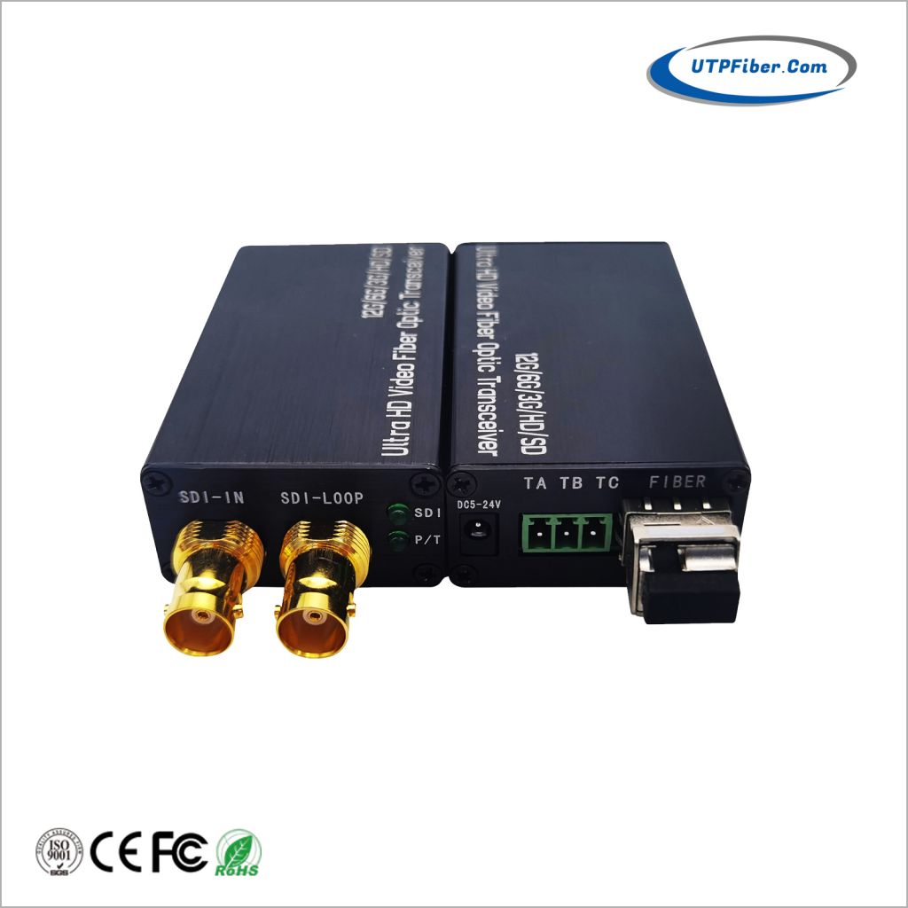 Mini 12G-SDI Fiber Converter with Tally or Reverse RS485