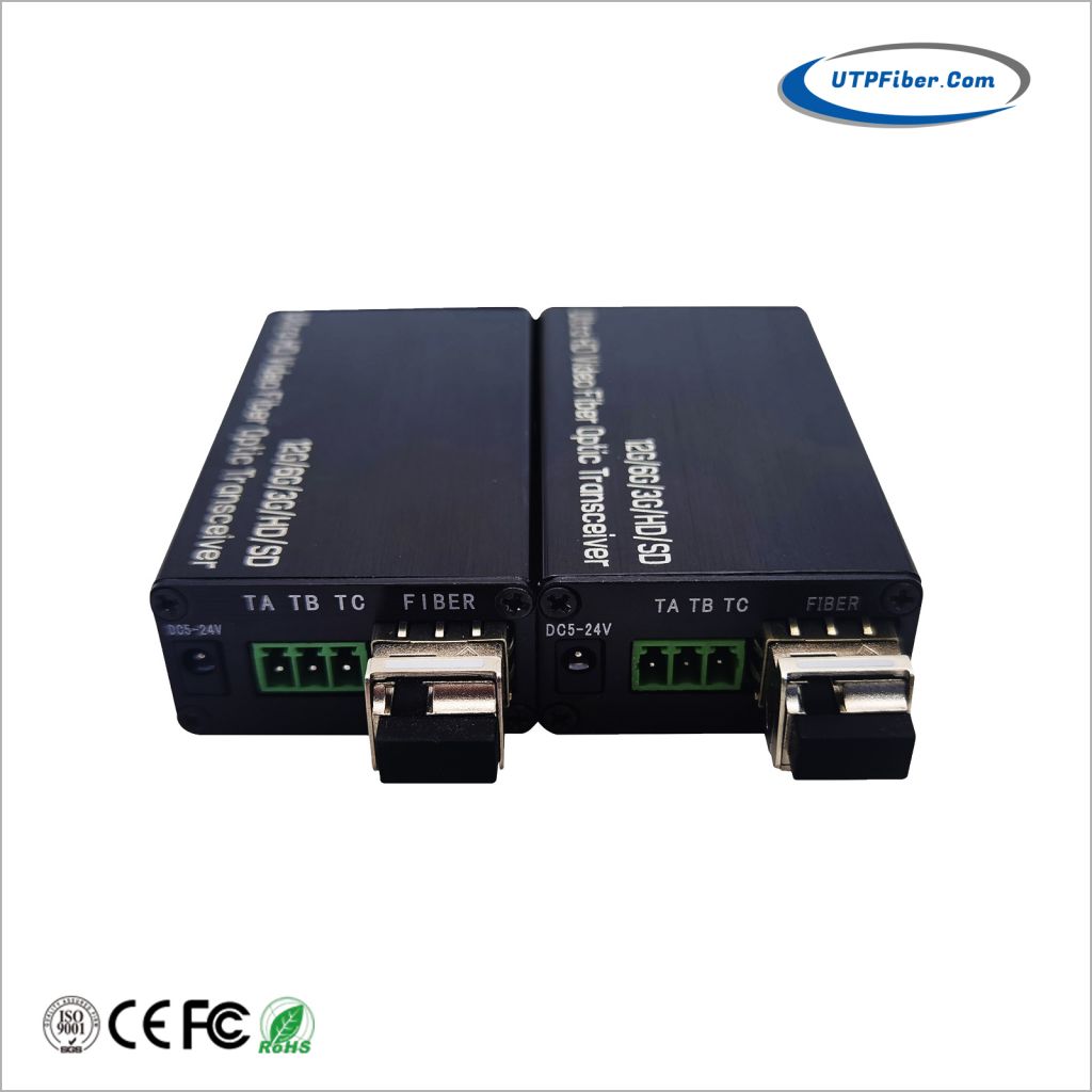 Mini 12G-SDI Fiber Converter with Tally or Reverse RS485