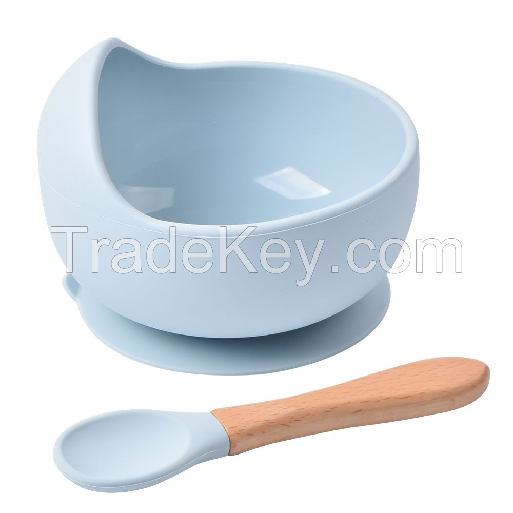 Wholesale Bpa Free Babies Products Non Slip Silicone Suction Bowl With Spoon