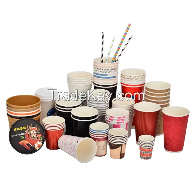 Printing Disposable Take Away Coffee Packaging Paper Cups All Sizes Wholesale Paper Cup