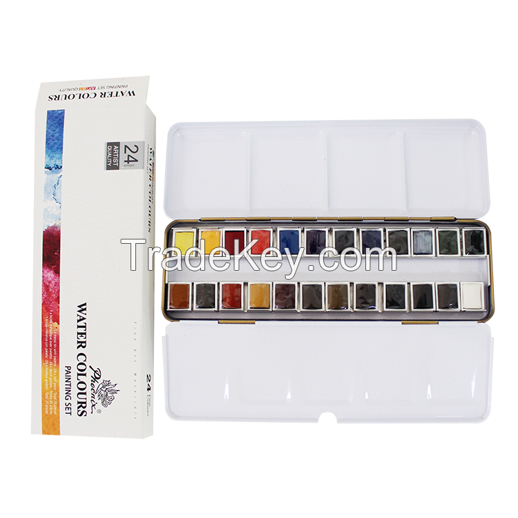 Phoenix watercolor 24 half pans Artist series for Art supplies