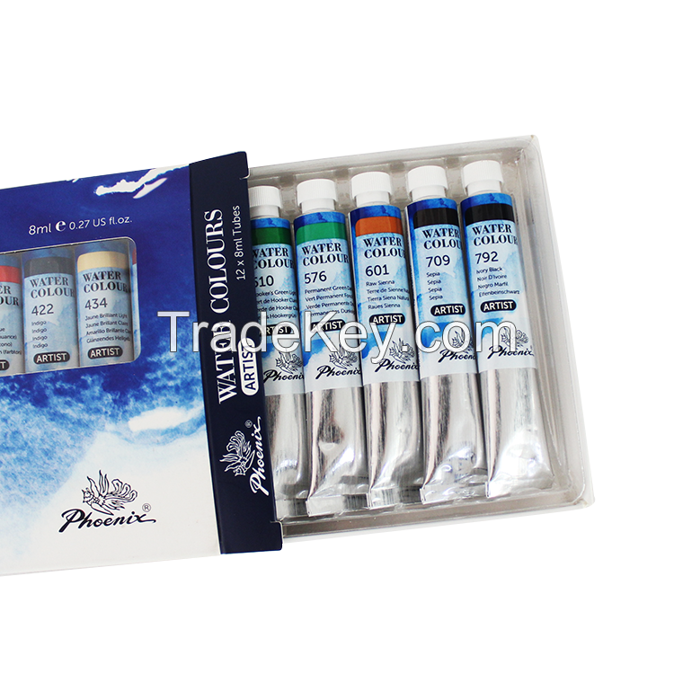 Phoenix watercolor 12 Colors 8ml Artist series with CE certification