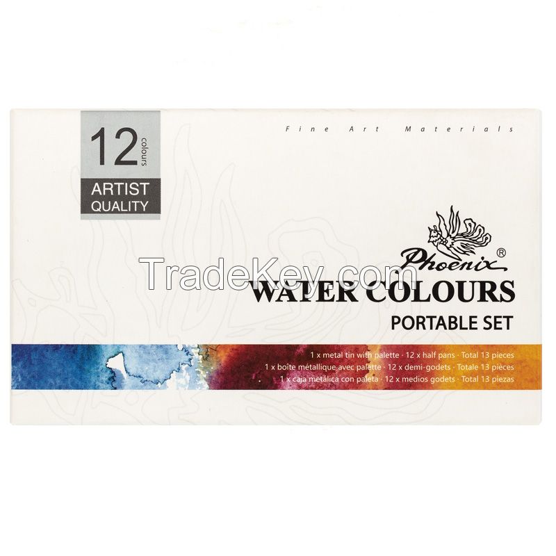 Best Selling Phoenix watercolor 12 /24/48 half pans Artist series with CE certification