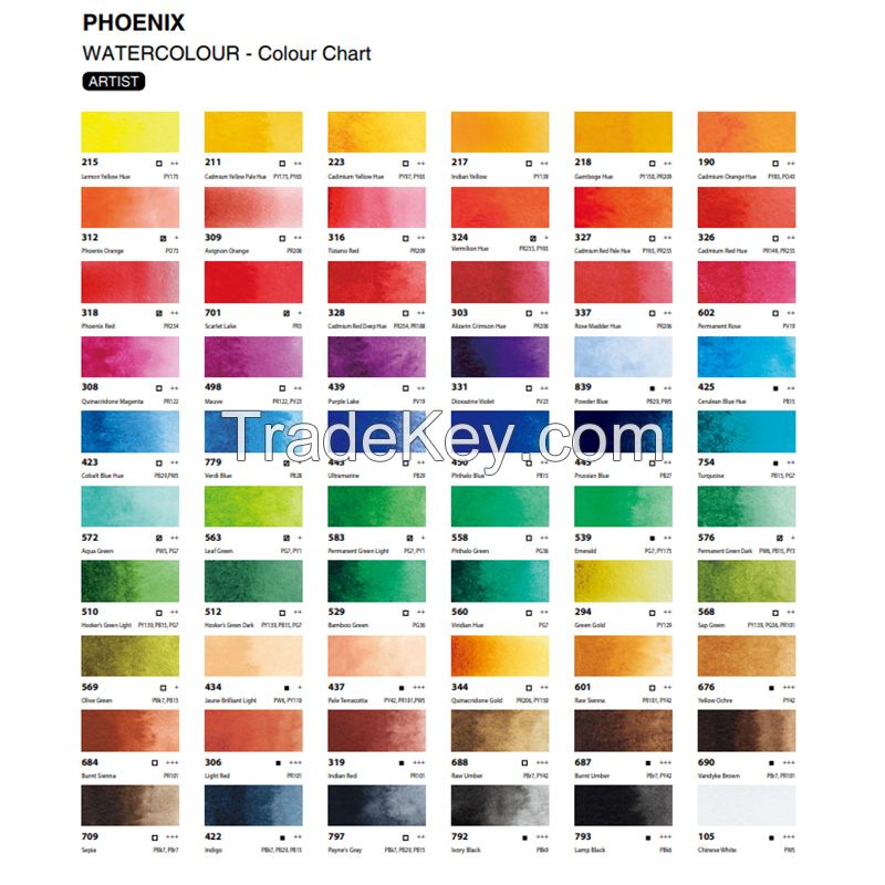 Phoenix Artist Watercolor Half Pan of 48 Color Set